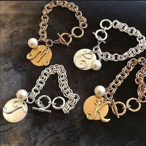 Link Chain W/ Monogram Initial Bracelets,NWT 🎁